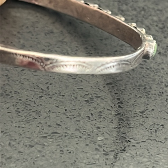 Vintage Native American Silver/Turquoise Row Cuff Bracelet - Picture 3 of 16